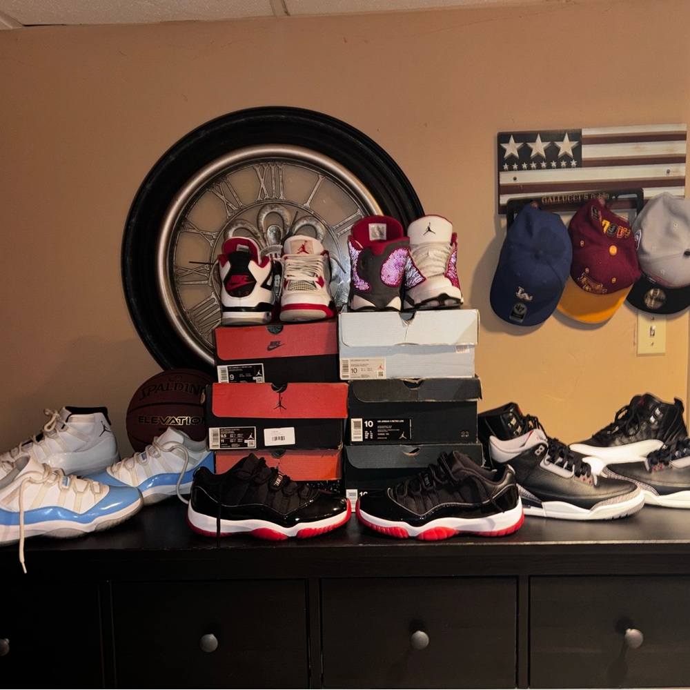 Jordan White and Blue High-Top Sneakers